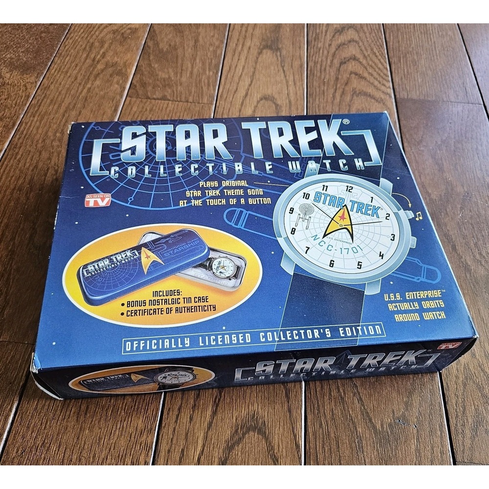 VTG 1998 Star Trek Collectible Watch USS Enterprise NCC-1701 Plays Theme Song